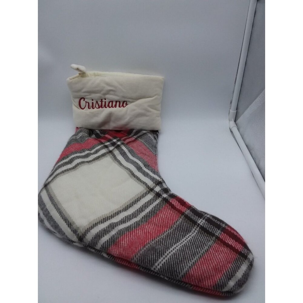 Pottery Barn Cristiano Hamilton Plaid Christmas Holiday Stocking Xmas